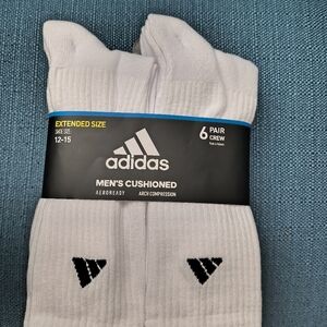 Adidas White Athletic Crew Socks. 6 pairs. Brand new. XL